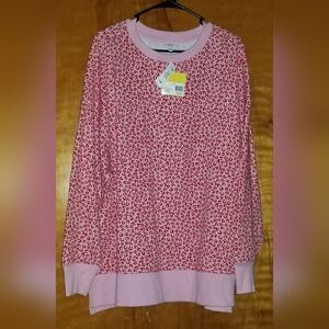 NWT Women's Cabana by: Crown & Ivy Sweater Crew Neck Pink Animal Print X-Large